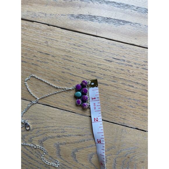 Turquoise Sea Sediment Jasper Cluster Bar Necklace Sterling Southwest Multistone - Picture 4 of 7